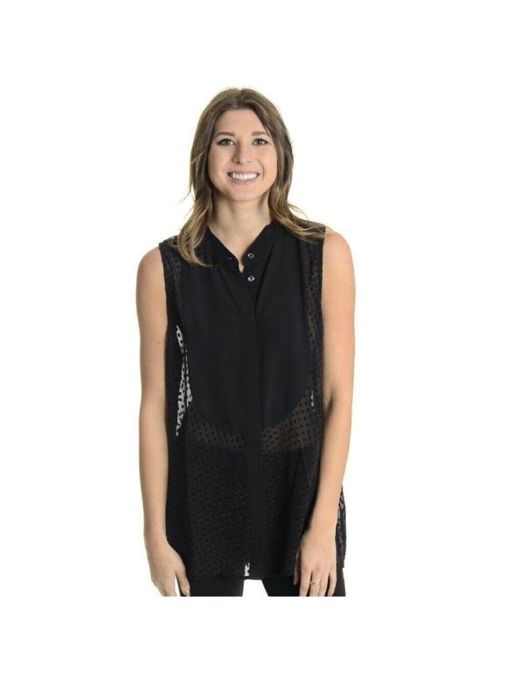Equipment Femme Emmett Swiss Dot Sleeveless Blouse
